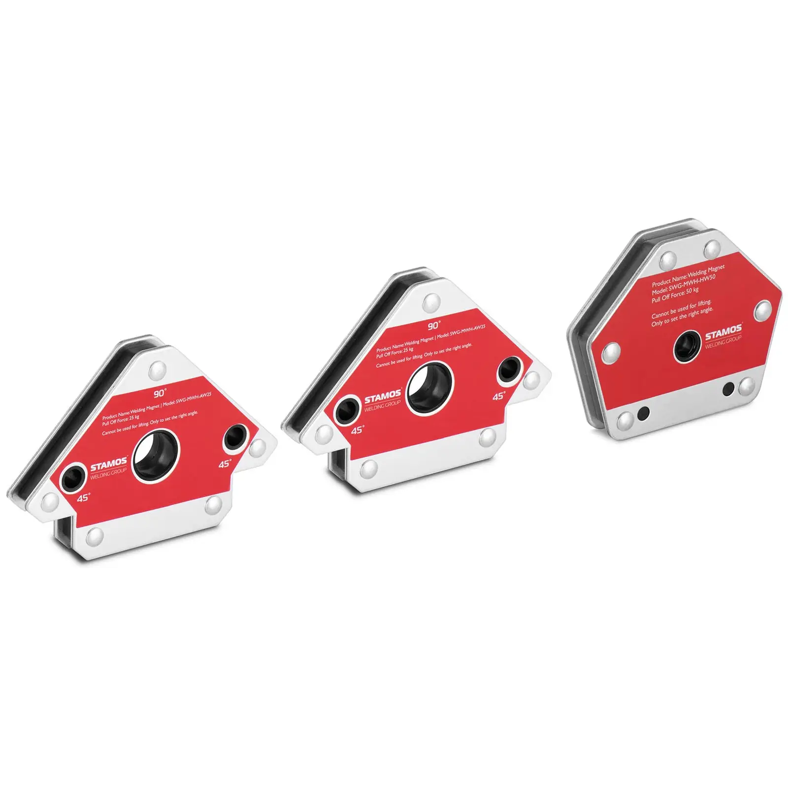 Welding Magnet - set of 3 - 30/45/60/75/90/105/135° - 25/50 kg