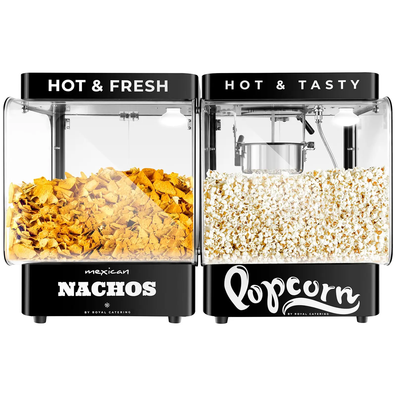Popcornovač a ohřívač nachos - 99 l - 4–5 kg/h kg/h - Royal Catering (Barva: Černá)