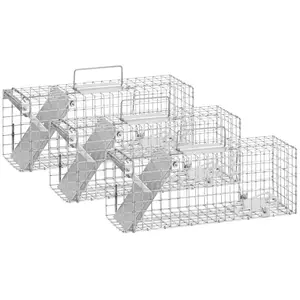 Cage piège - 50 x 17 x 20 cm - maillage : 25 x 25 mm - Lot de 3