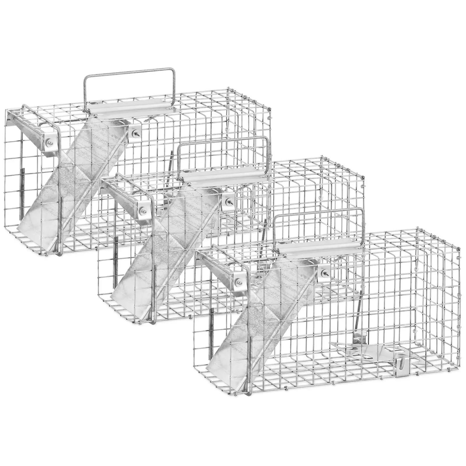 3er-Set Lebendfallen - 35,50 x 15,50 x 19 cm - Gittergröße: 25 x 25 mm