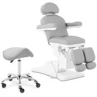 Pedicure chair with saddle stool - light grey