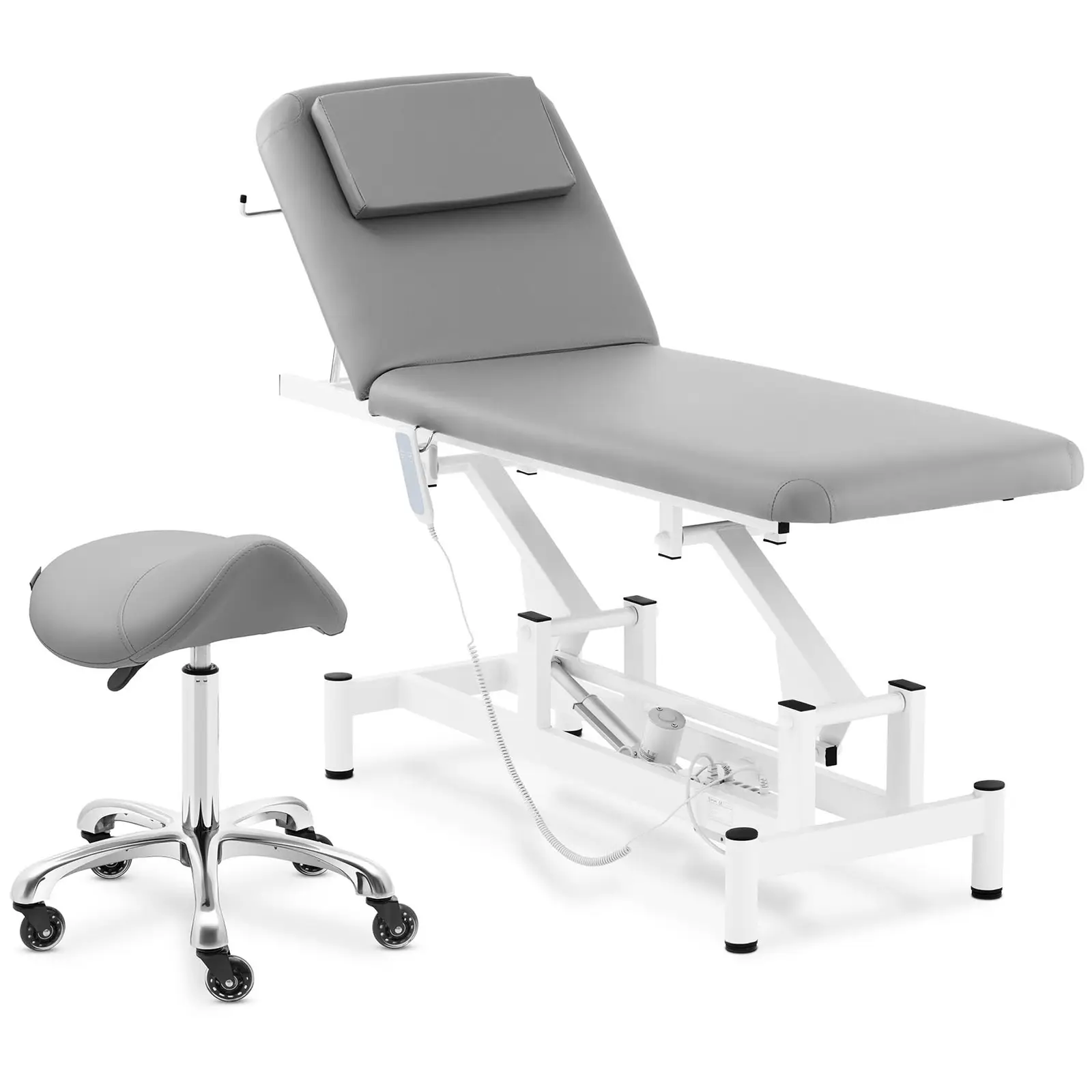 Table de massage électrique avec tabouret selle de cheval - Gris foncé