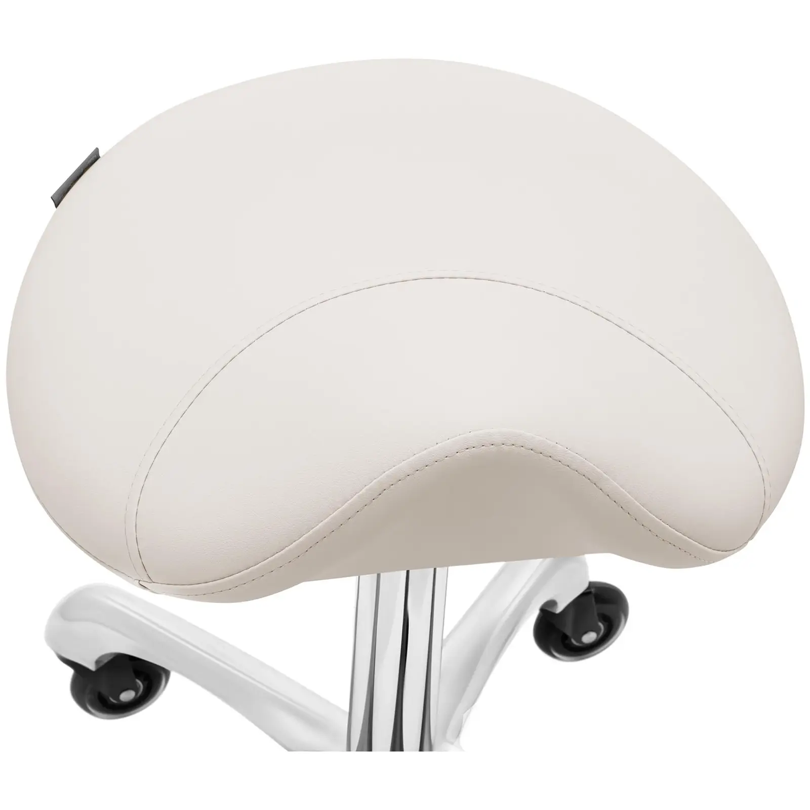 Fauteuil esthétique avec tabouret selle de cheval - Beige / blanc