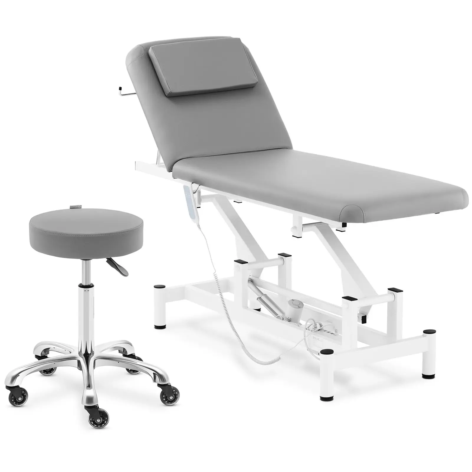 Masážní stůl s pojízdnou stoličkou tmavě šedý - Kosmetická lehátka physa