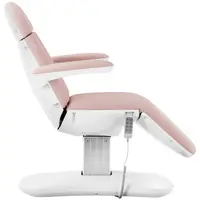 Camilla de estética y taburete con ruedas y respaldo - rosa, blanco