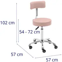 Beauty couch & rolling stool with backrest - pink, white