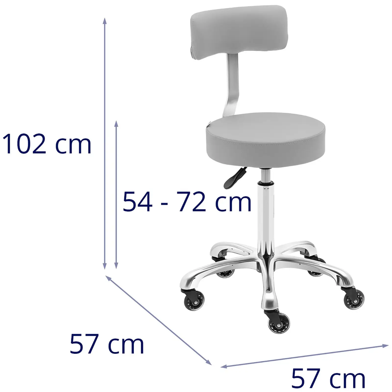 Fauteuil pédicure et tabouret à roulettes avec dossier - Gris clair