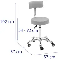 Foot Care Chair & Roll Stool with Backrest - Light Grey