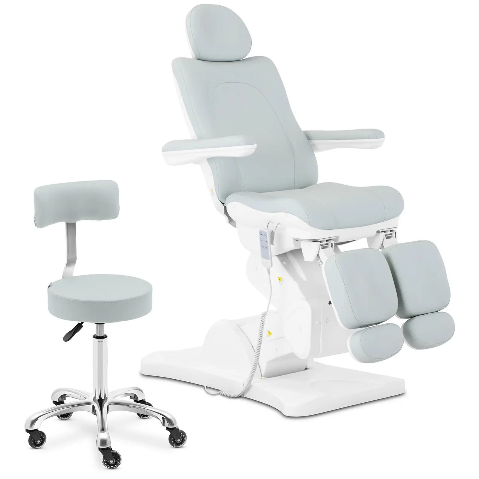 Židle a stolička na kolečkách pro péči o nohy s opěradlem - pistácie