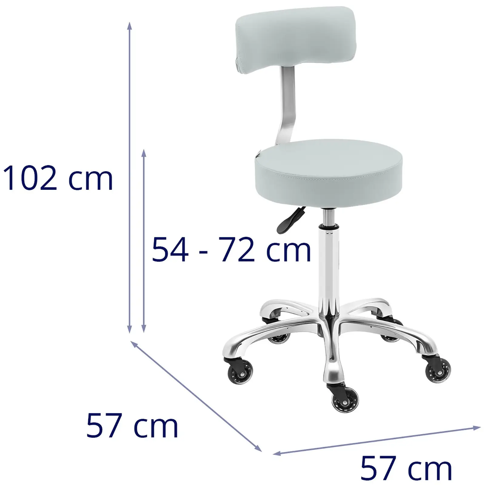 Fauteuil pédicure et tabouret à roulettes avec dossier - Vert pistache (Hauteur min. siège(s) [cm]: 67 / 54)