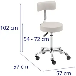 Behandlerbriks og arbejdsstol med hjul - beige, hvid