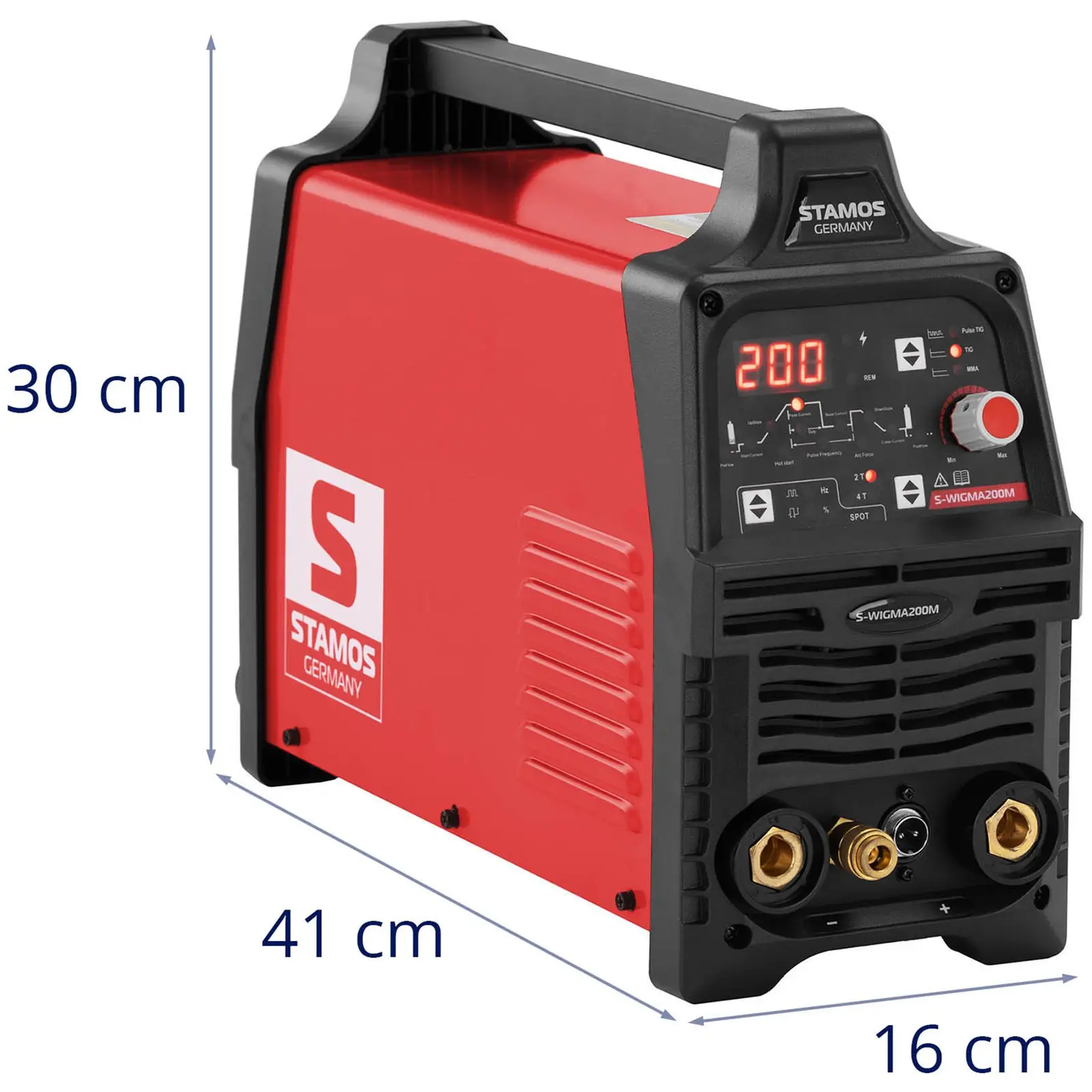 Welding set - TIG welder - 200 A - pulse - digital - welding helmet Colour Glass Y-100 - welding angle - switch - 45/90° - 55 kg