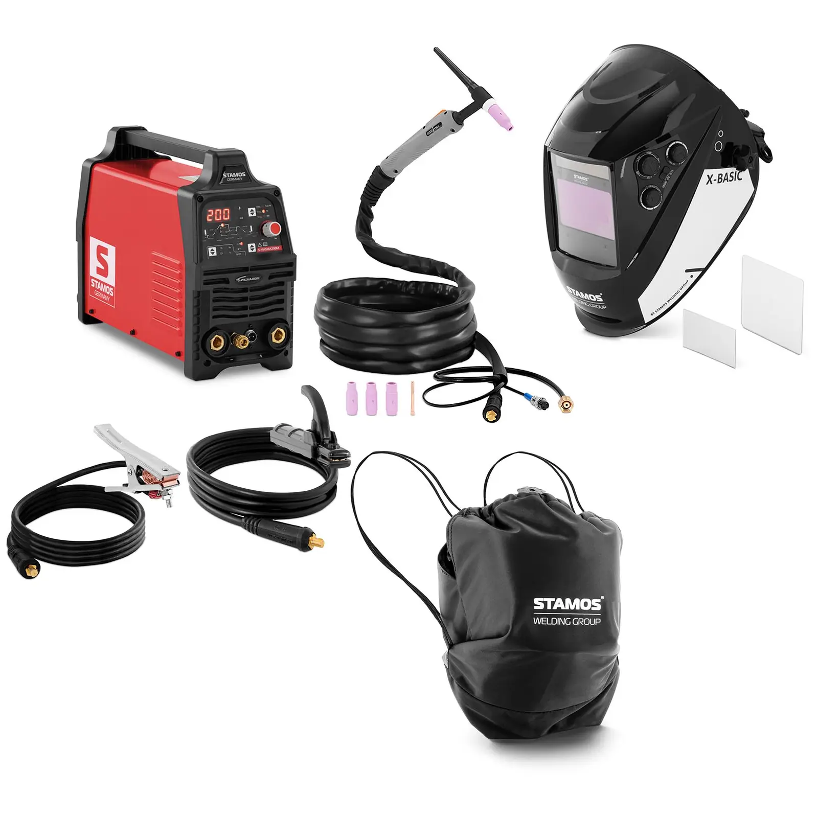 Welding set - TIG welder - 200 A - pulse - digital - welding helmet X-Basic