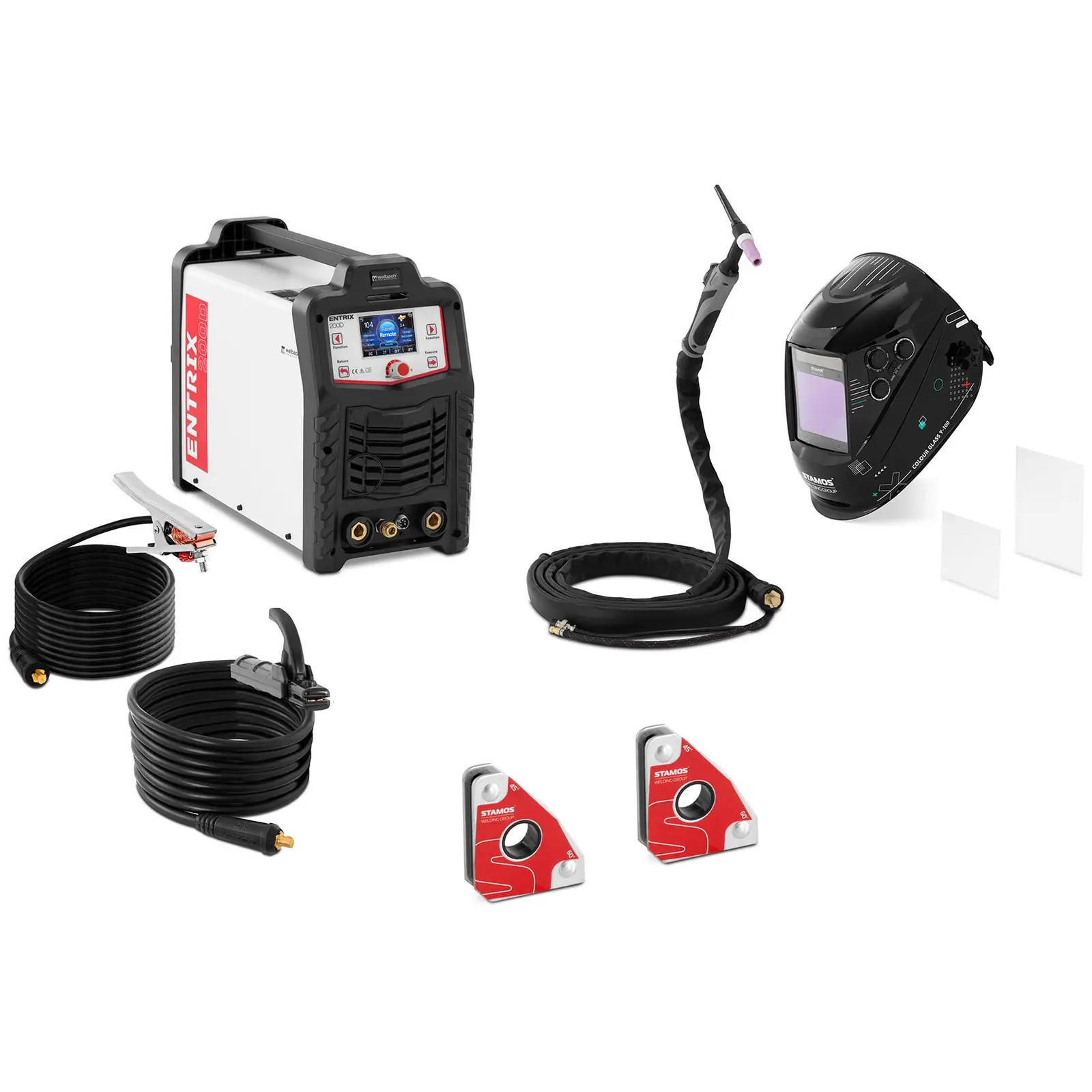 Welding set - ALU welder - 200 A - pulse - digital - welding helmet Colour Glass Y-100 - 2 welding angles - 30/45/60/90° - 15 kg