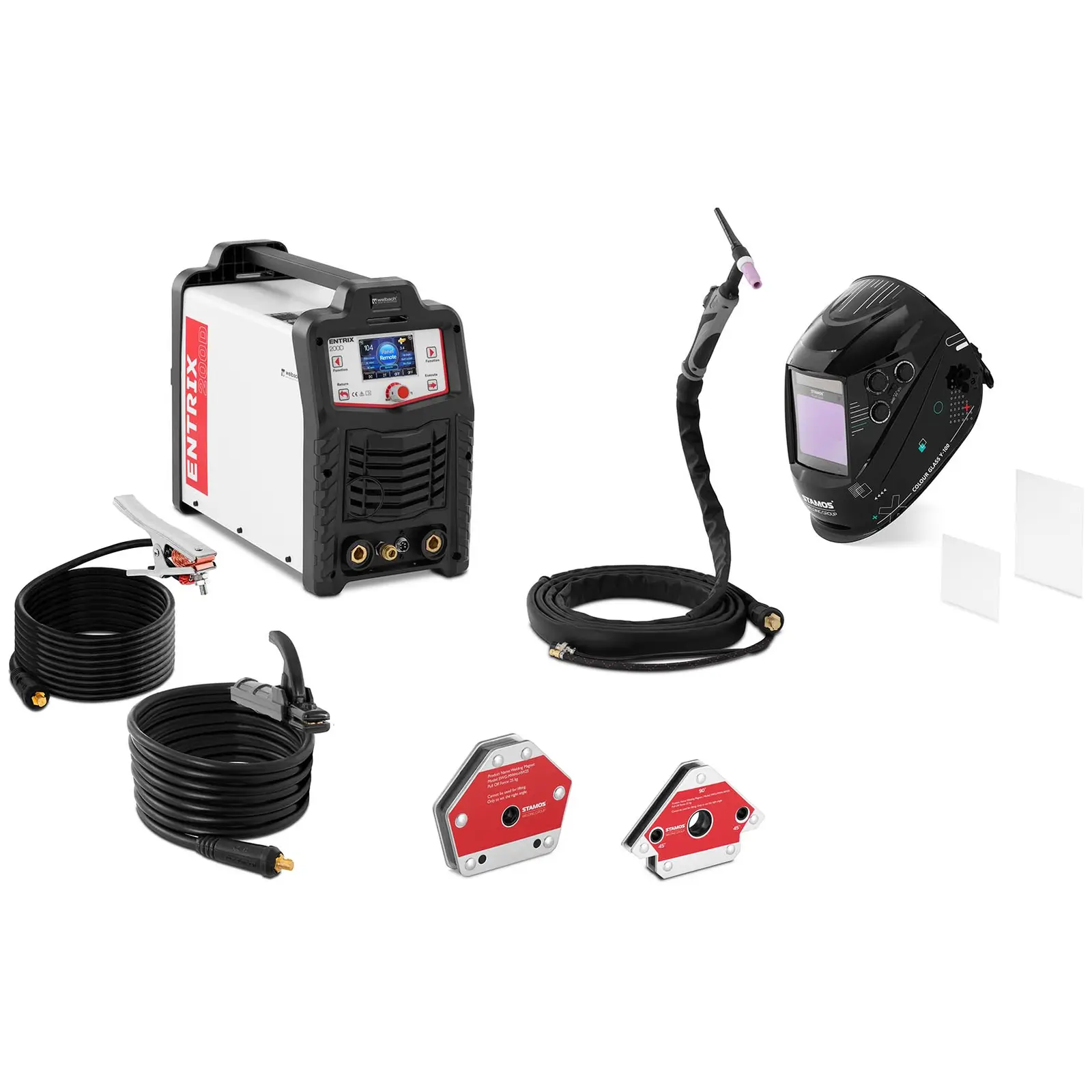 Welding set - ALU welder - 200 A - pulse - digital - welding helmet Colour Glass Y-100 - 2 welding angles - 30/45/60/75/90/105/135° - 25 kg