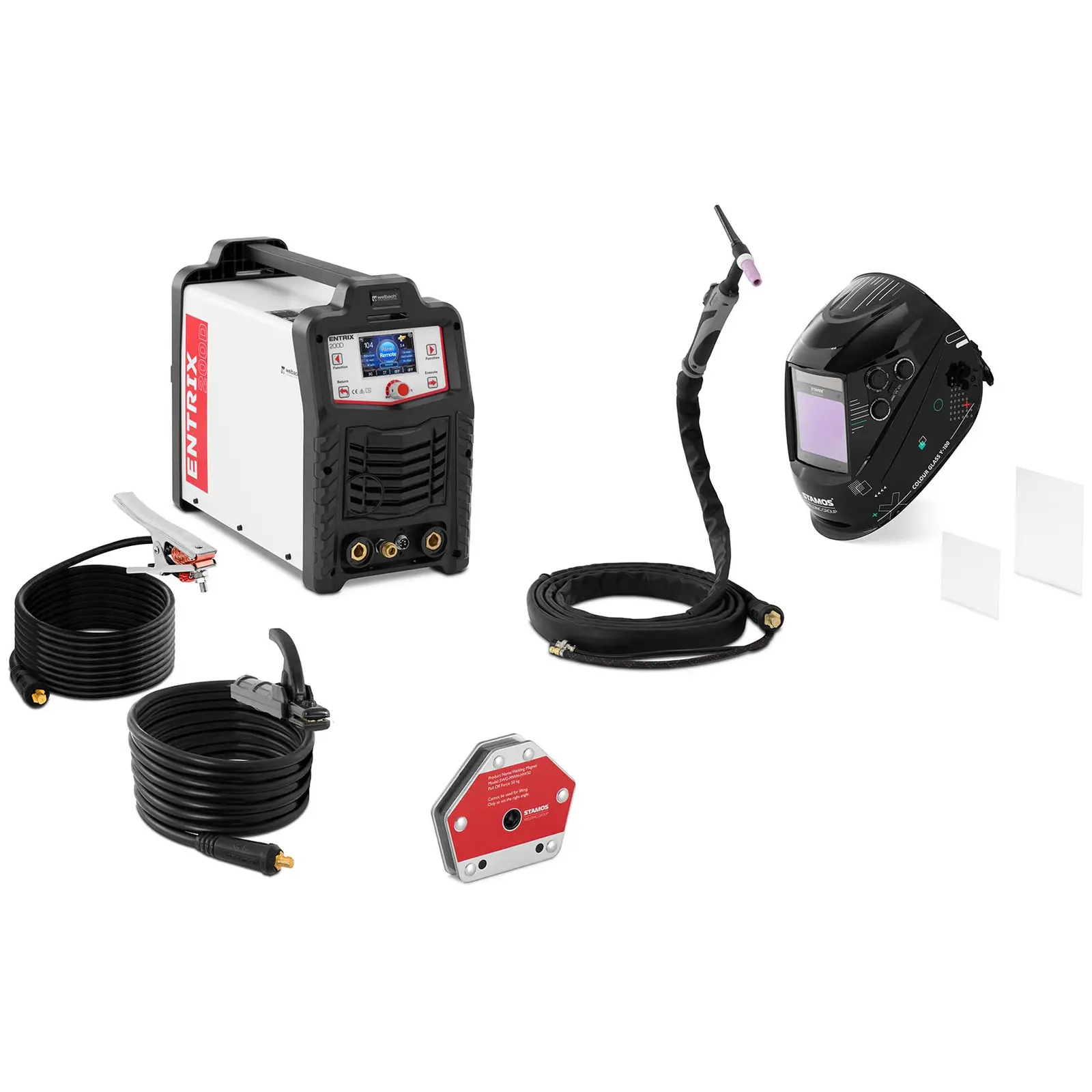 Welding set - ALU welder - 200 A - pulse - digital - welding helmet Colour Glass Y-100 - welding angle - 30/45/60/75/90/105° - 50 kg