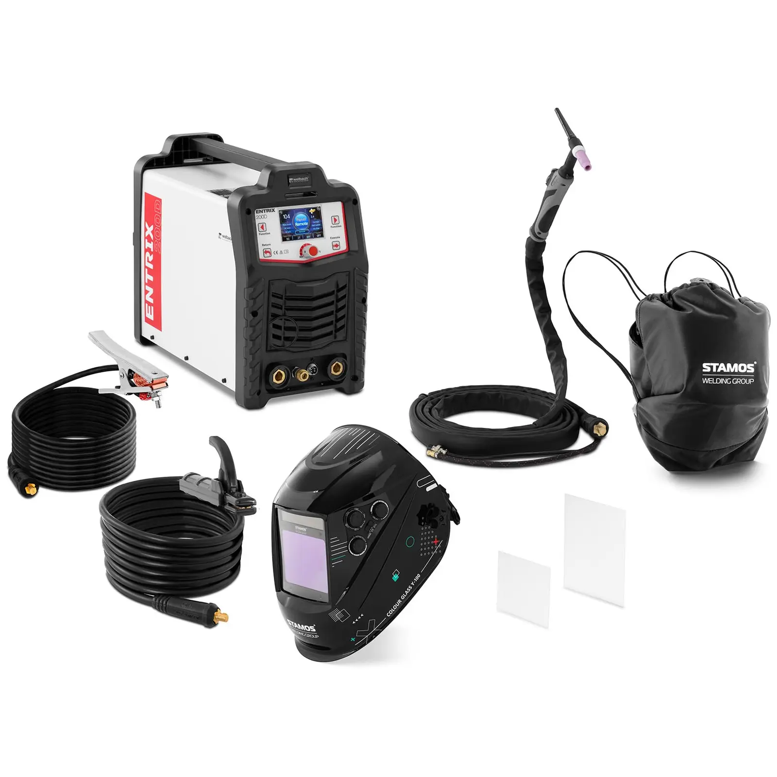 Welding set - ALU welder - 200 A - pulse - digital - welding helmet Colour Glass Y-100