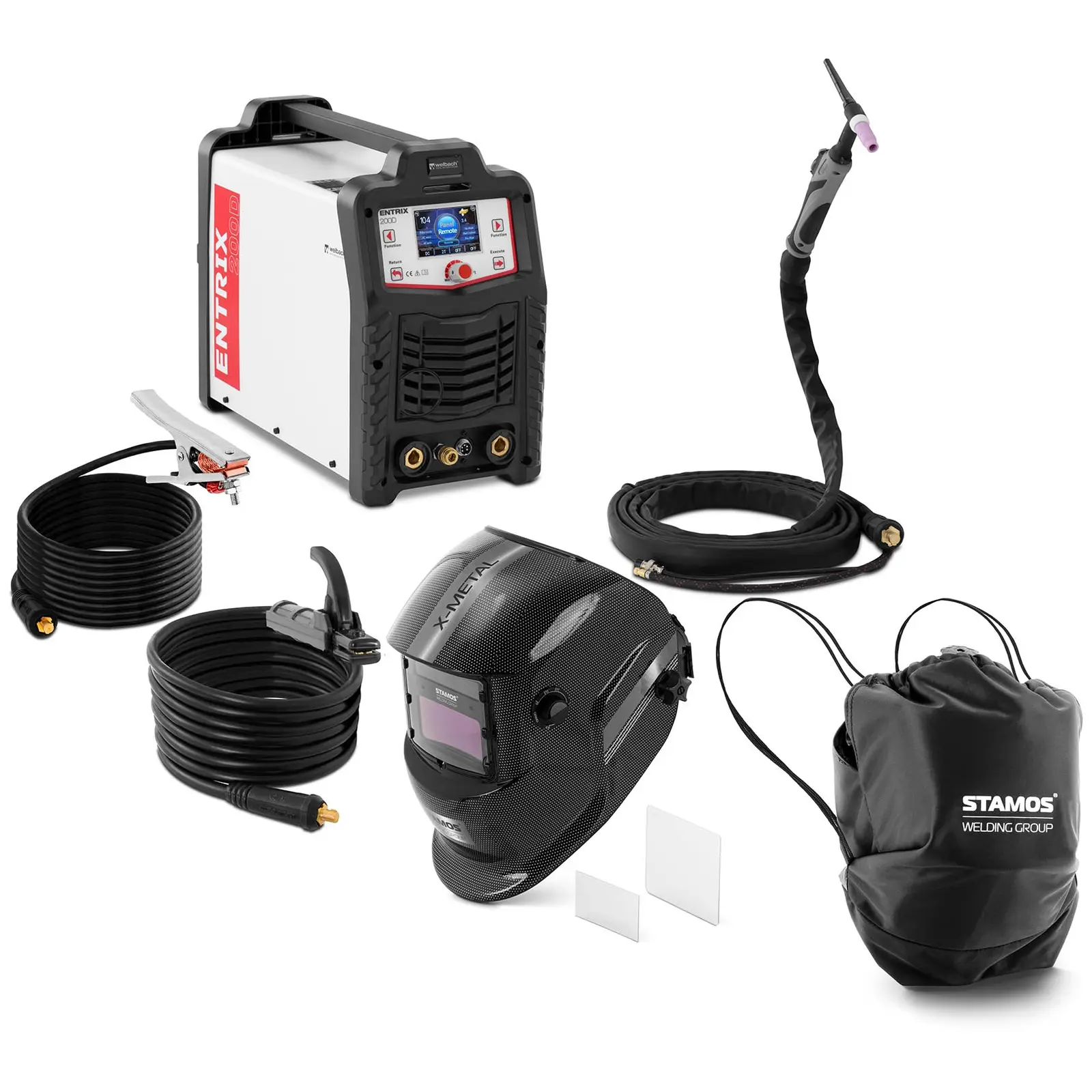 Welding set - ALU welder - 200 A - pulse - digital - welding helmet X-Metal