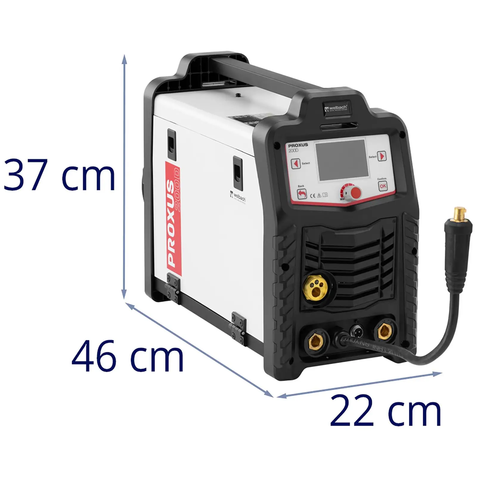 MIG/MAG lasapparaat - 200 A - Duty Cycle 80 % - Lashelm Kleur Glas Y-100 - 2 lasmagneten 30/45/60/75/90/105/135° - 25 kg