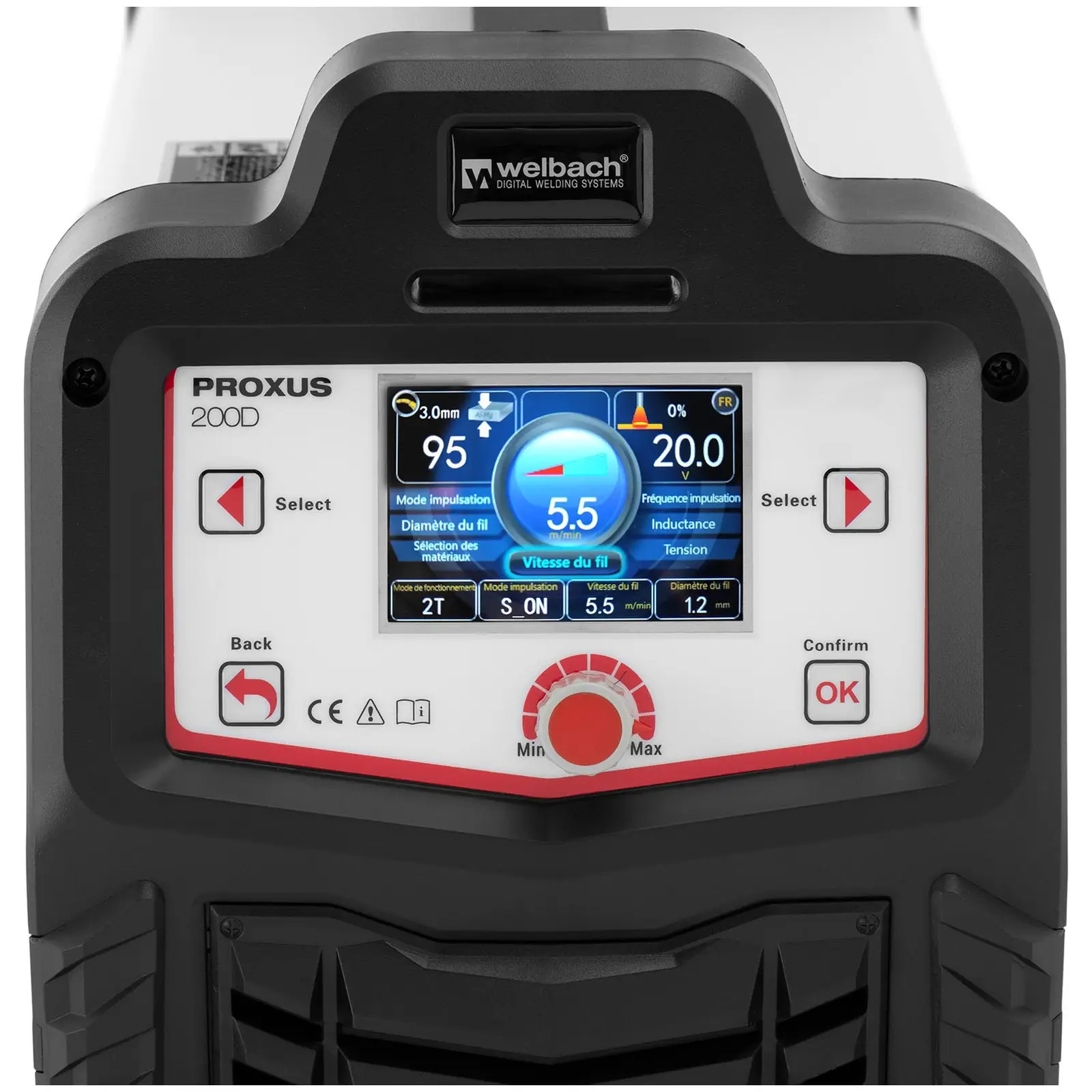 MIG/MAG-Schweißgerät - 200 A - Duty Cycle 80 % - 2 x Schweißdraht - ER70S-4 - 5 kg - je 0,8 und 1,2 mm