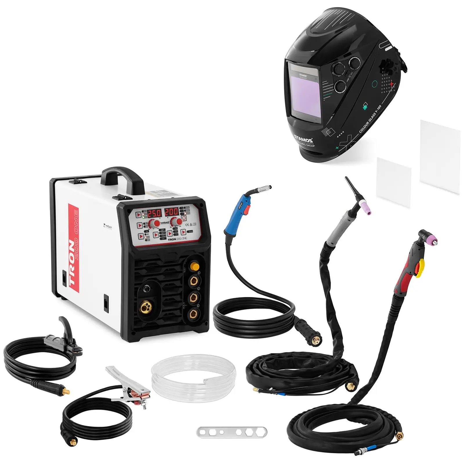 Welding set - Combination welder - 200 A - Duty Cycle 60 % - Welding helmet Colour Glass Y-100