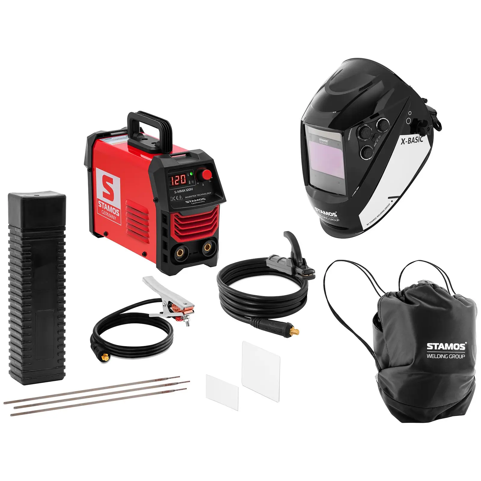 Welding set - Electrode welder - 120 A - welding helmet X-Basic - stick electrode Ø 2.5 x 350 mm - 5 kg