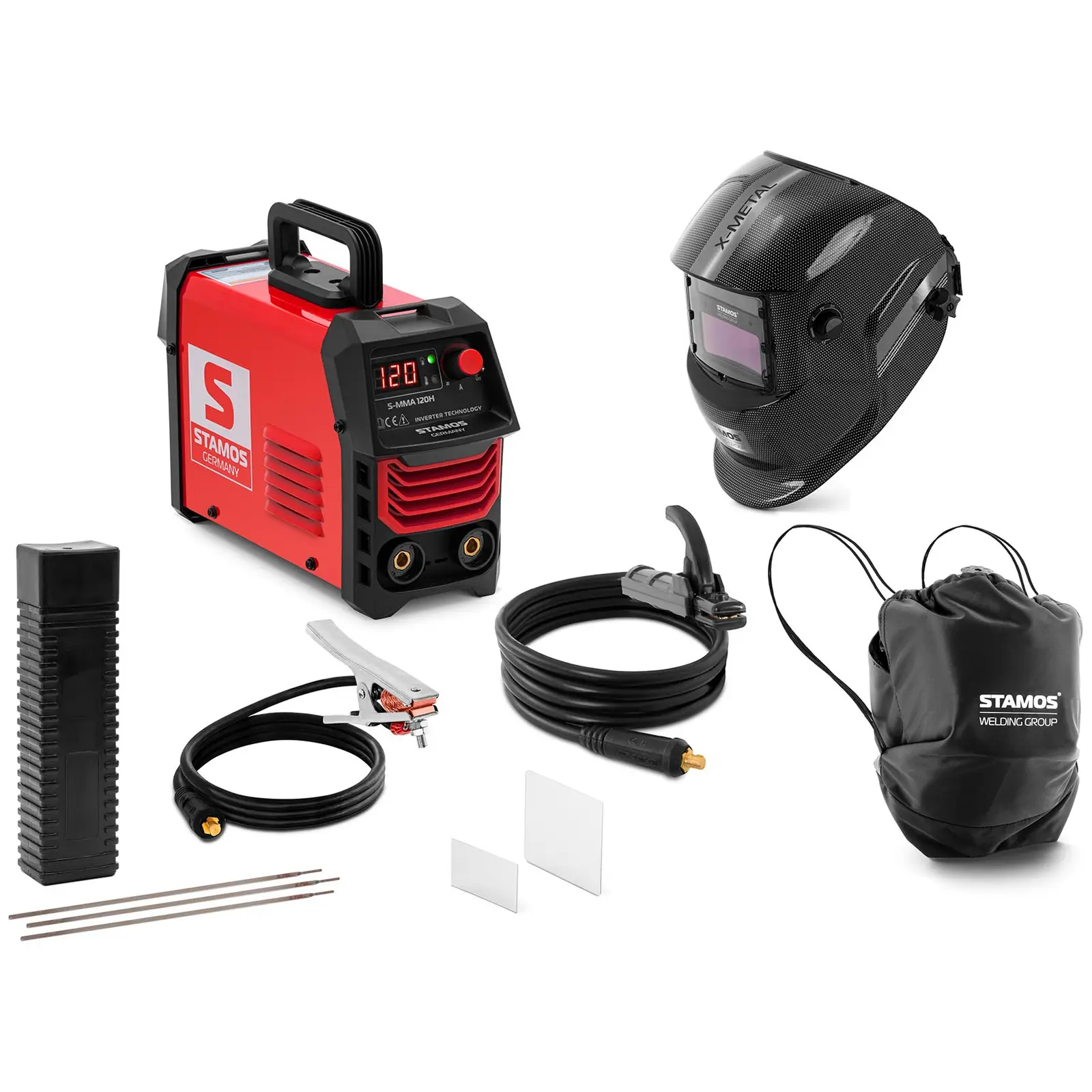 Welding set - Electrode welder - 120 A - welding helmet X-metal - stick electrode Ø 2.5 x 350 mm - 5 kg