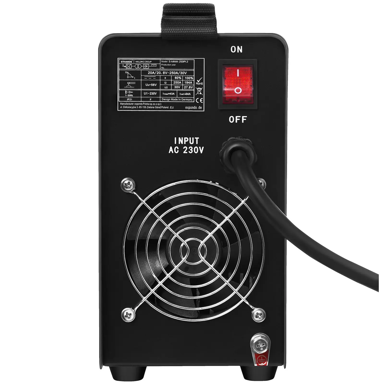 Svařovací sada Svařovací elektrody - 250 A - 8 m kabel - 60 % pracovní cyklus - Elektrody - E6013 - Ø 2 x 300 mm - 5 kg & E316L-17 - 2,5 x 350 mm - 5 kg (DC+: Ano)
