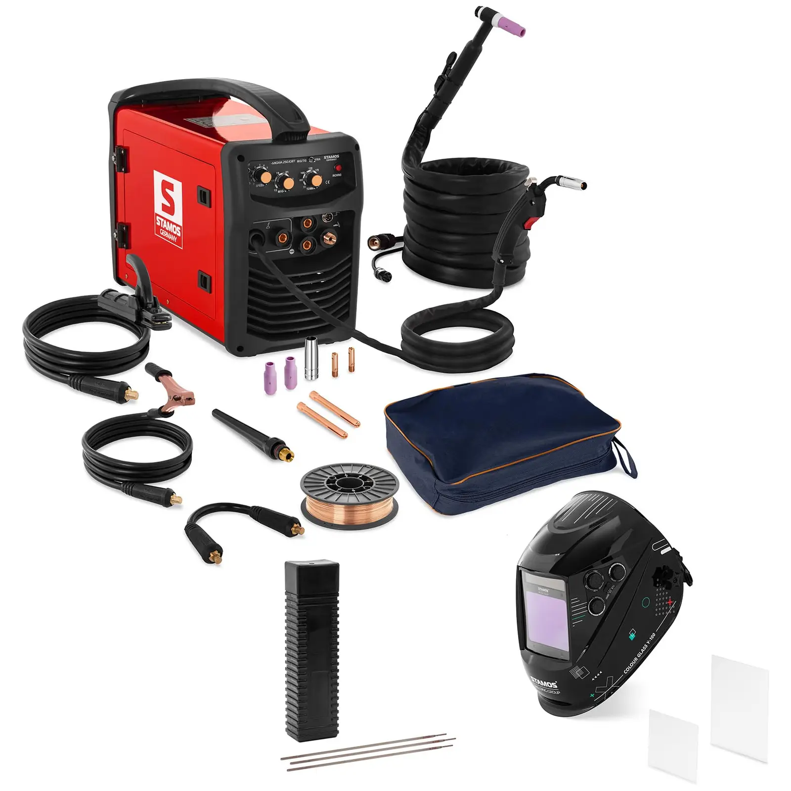Combination welder - 250 A - 230 V - welding helmet Colour Glass Y-100 ...