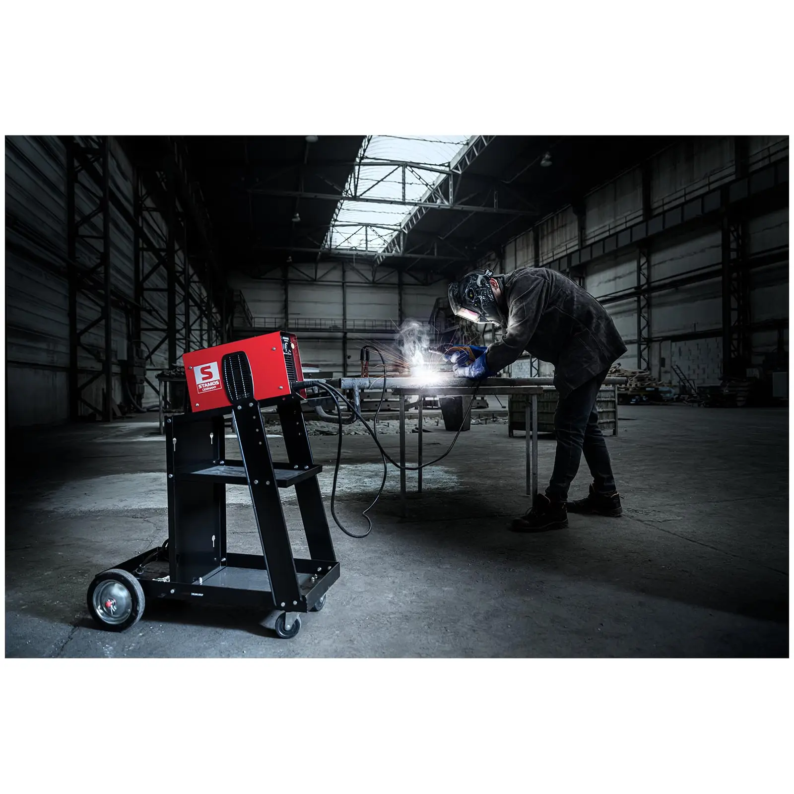 Schweißset Elektroden Schweißgerät - 200 A - 60 % Duty Cycle - Schweißhelm Colour Glass Y-100 - Elektroden E7018 - basisch - Ø 2,5 x 350 mm - 5 kg (Versandgewicht: 0 kg)