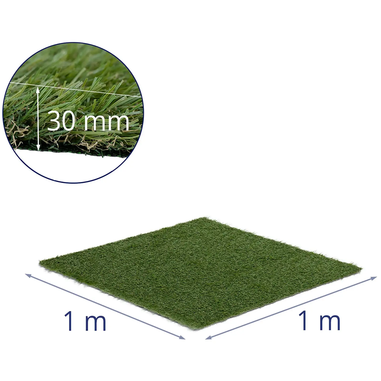 Kunstgræs - sæt med 5 stk. - 100 x 100 cm - højde: 30 mm - UV-resistent