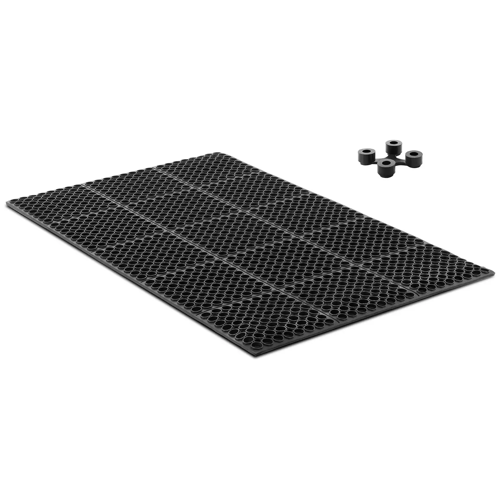 Ring rubber mat - 150 x 90 x 1 cm - met bijpassend verbindingsstuk