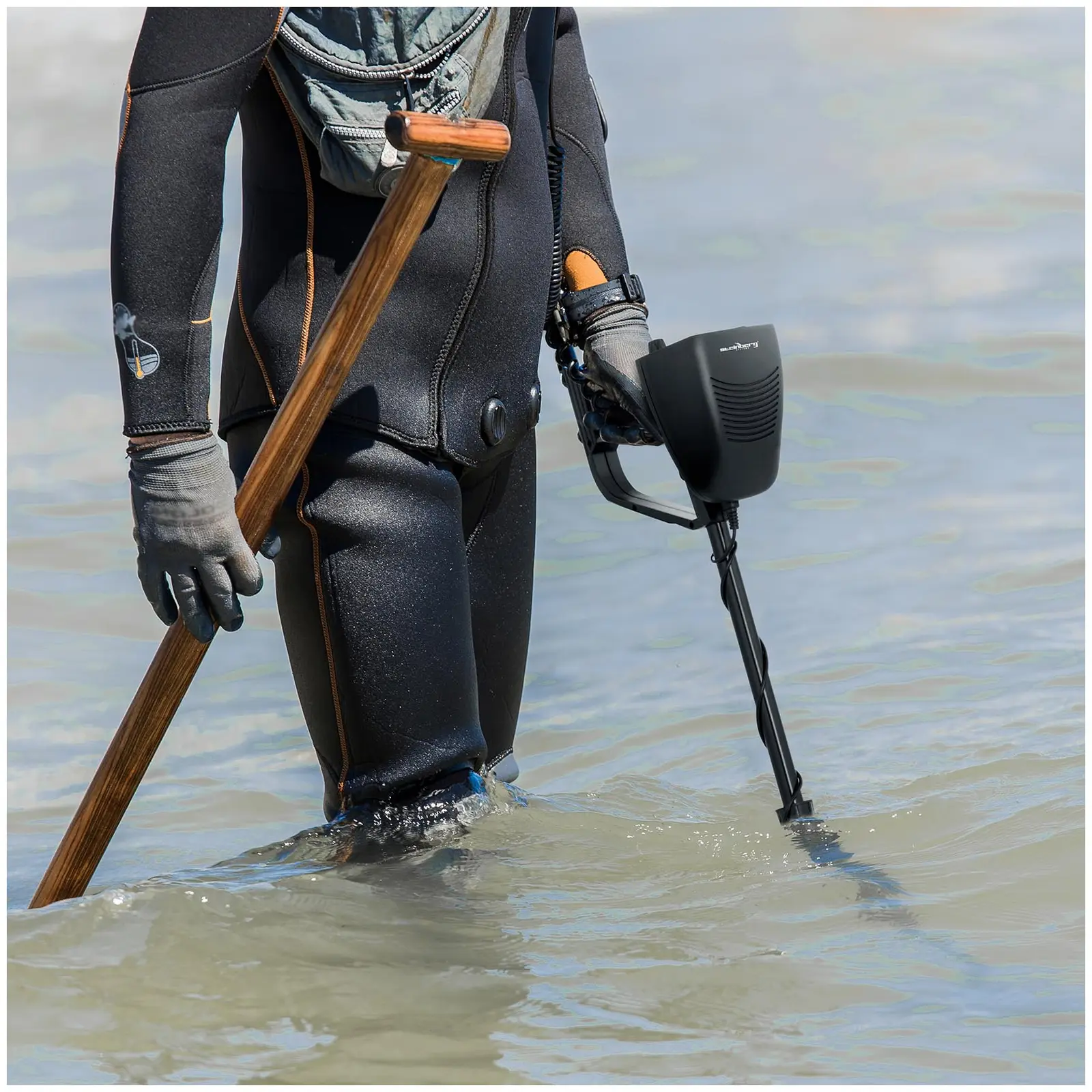 Détecteur de métaux - 200 cm / 25 cm - Ø 18,8 cm - avec écouteurs et bêche pliable (Poids: 0 kg)