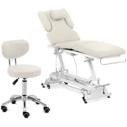 Massagebriks og arbejdsstol med hjul - beige