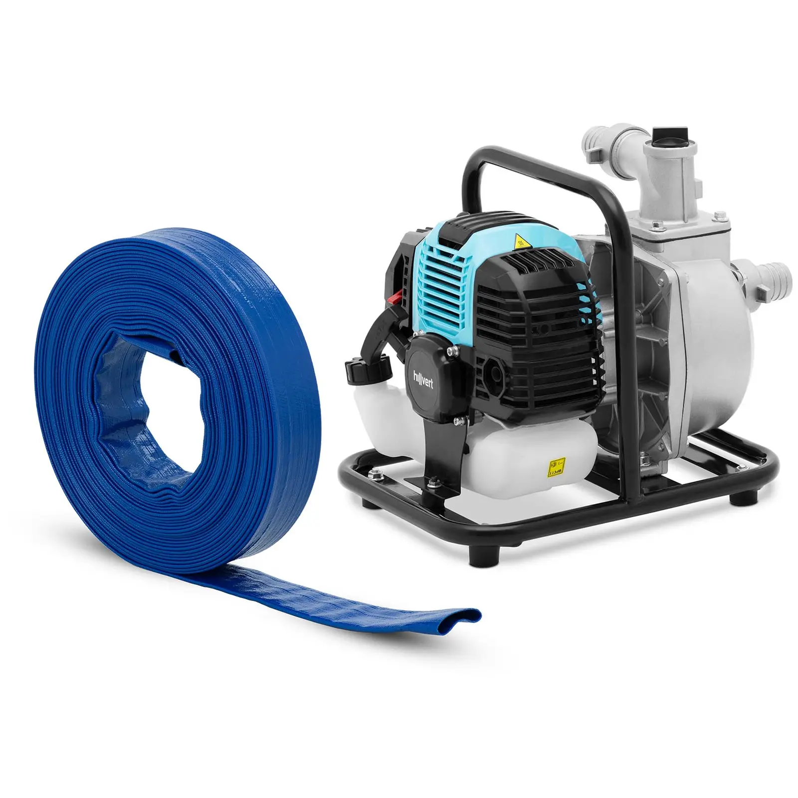 Water pump - 1.2 kW - 15 m³/h - with flat hose - 1 1/2" - 20 m - 0 - 7 bar