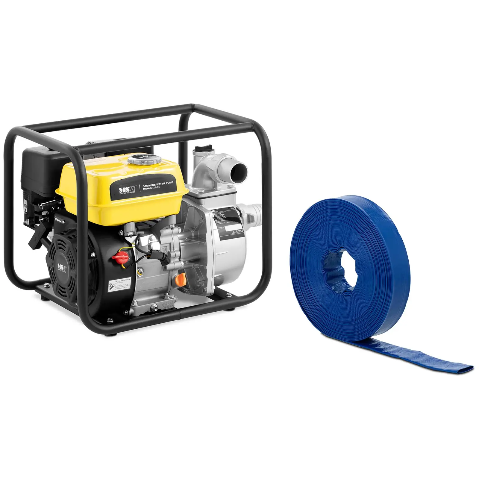 Water pump - 6.5 hp / 3600 rpm - with flat hose - 2" - 50 m - 0 - 6 bar